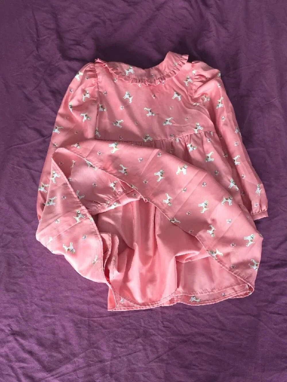 Janie and Jack Pink Puppy Print Tiered Nightgown